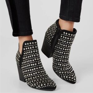 Naughty Monkey Women’s Ooh Silver Tone Studded Ankle Boots-  Size  large 6.5